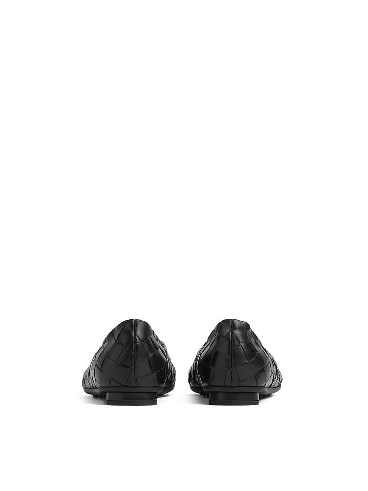 Bottega Venetta Intrecciato Weave Leather Cap Toe Ballet