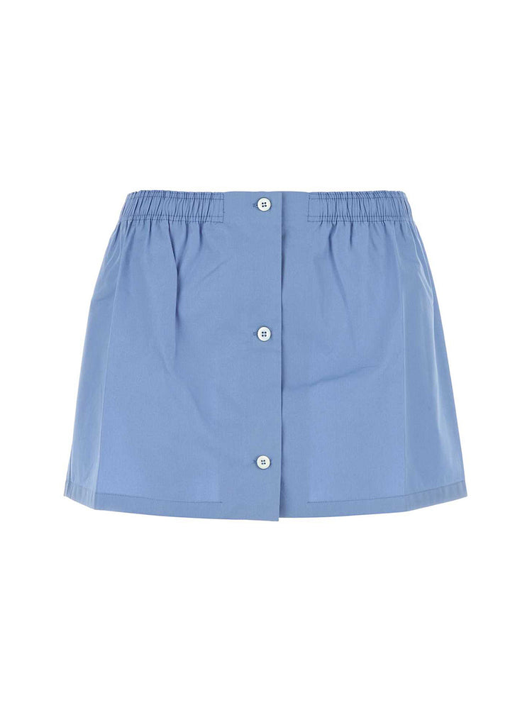 スカート Miu Miu Military Zip Slit Skrit FW24R_MIUMIU_POPLINBTTNMINI_BL