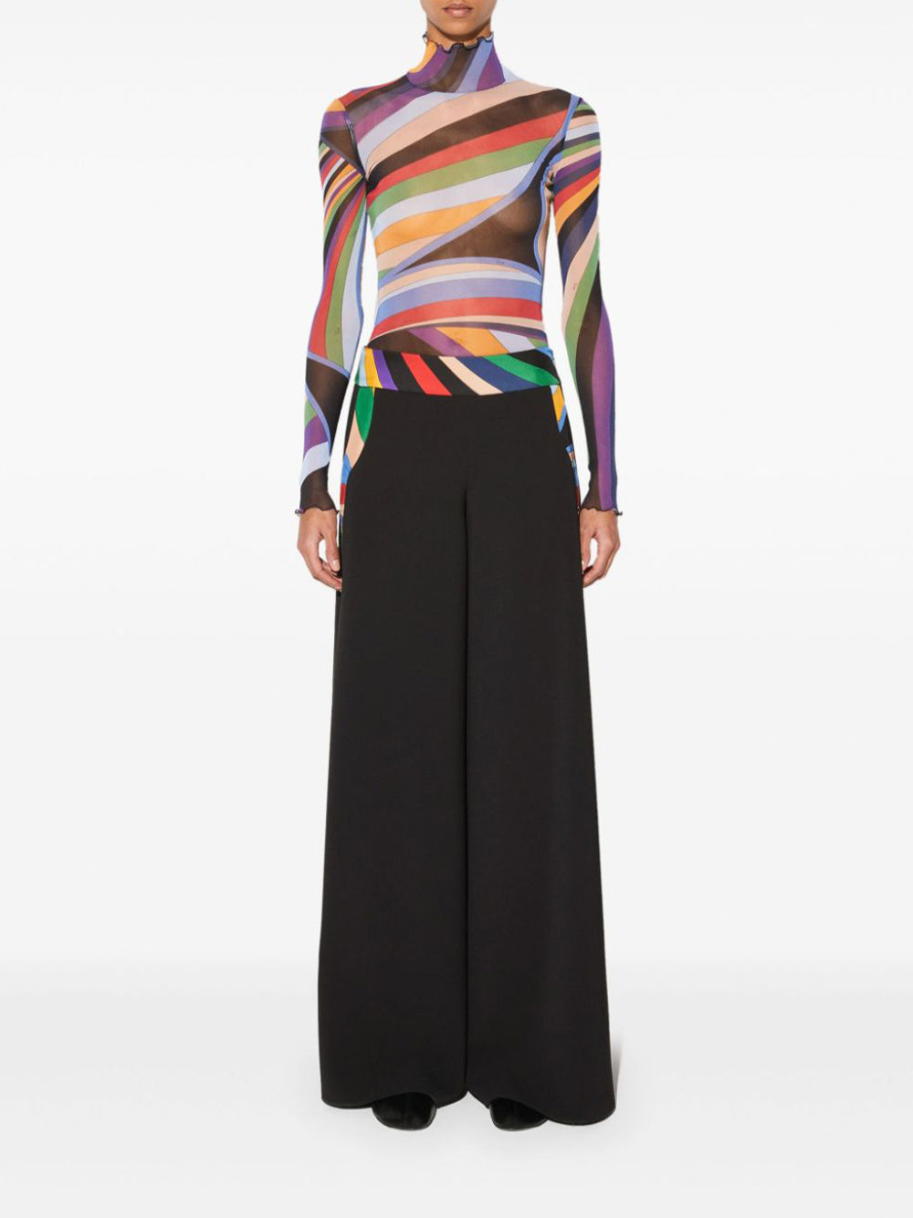 Palazzo Trousers with Iride Trim