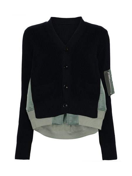 Sacai | Nylon Twill & Knit Cardigan - Kirna Zabête