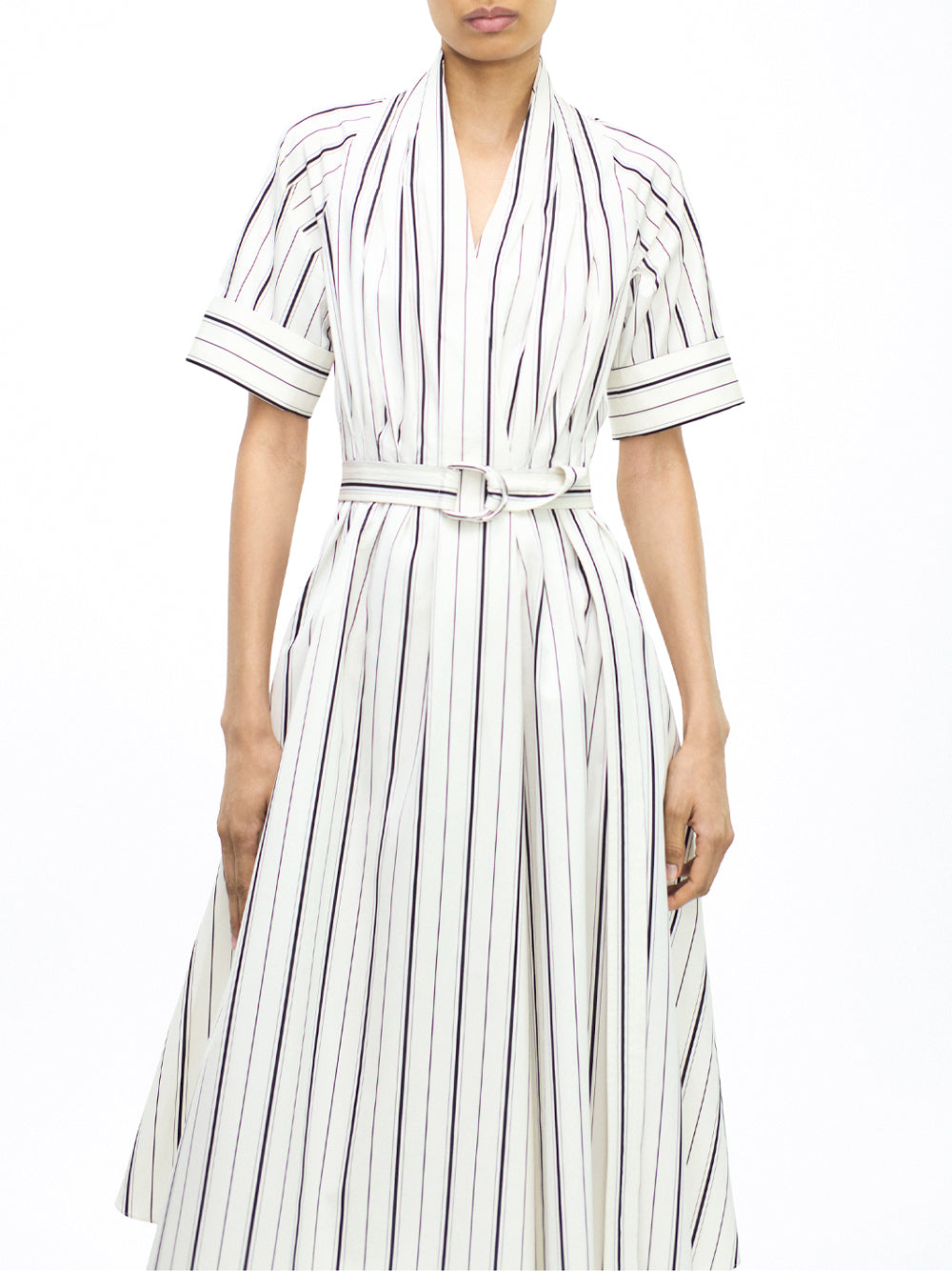 Nansi Belted Poplin Midi Dress