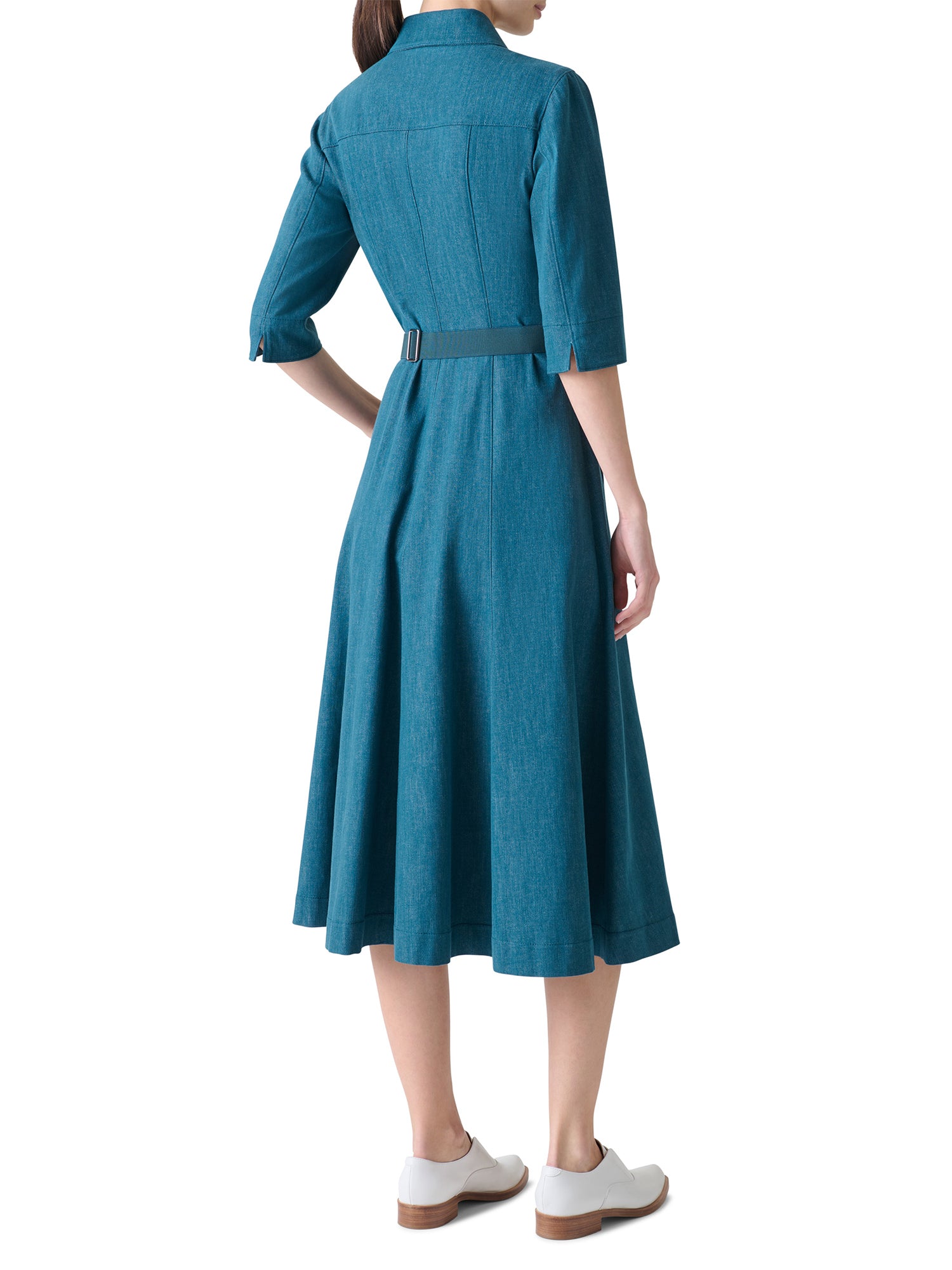 Cotton Denim Midi Dress