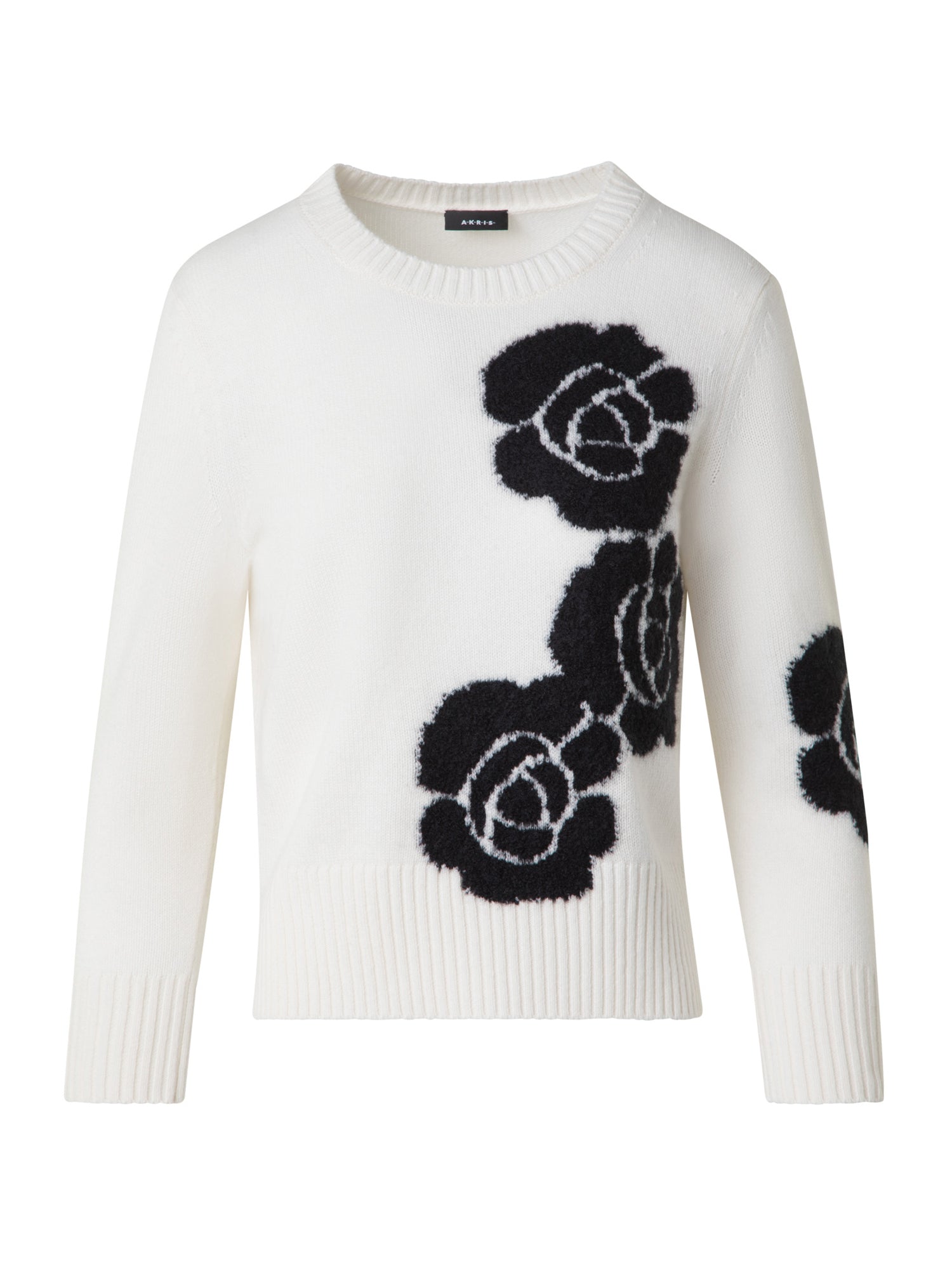 Cashmere Sweater with Anemone Intarsia