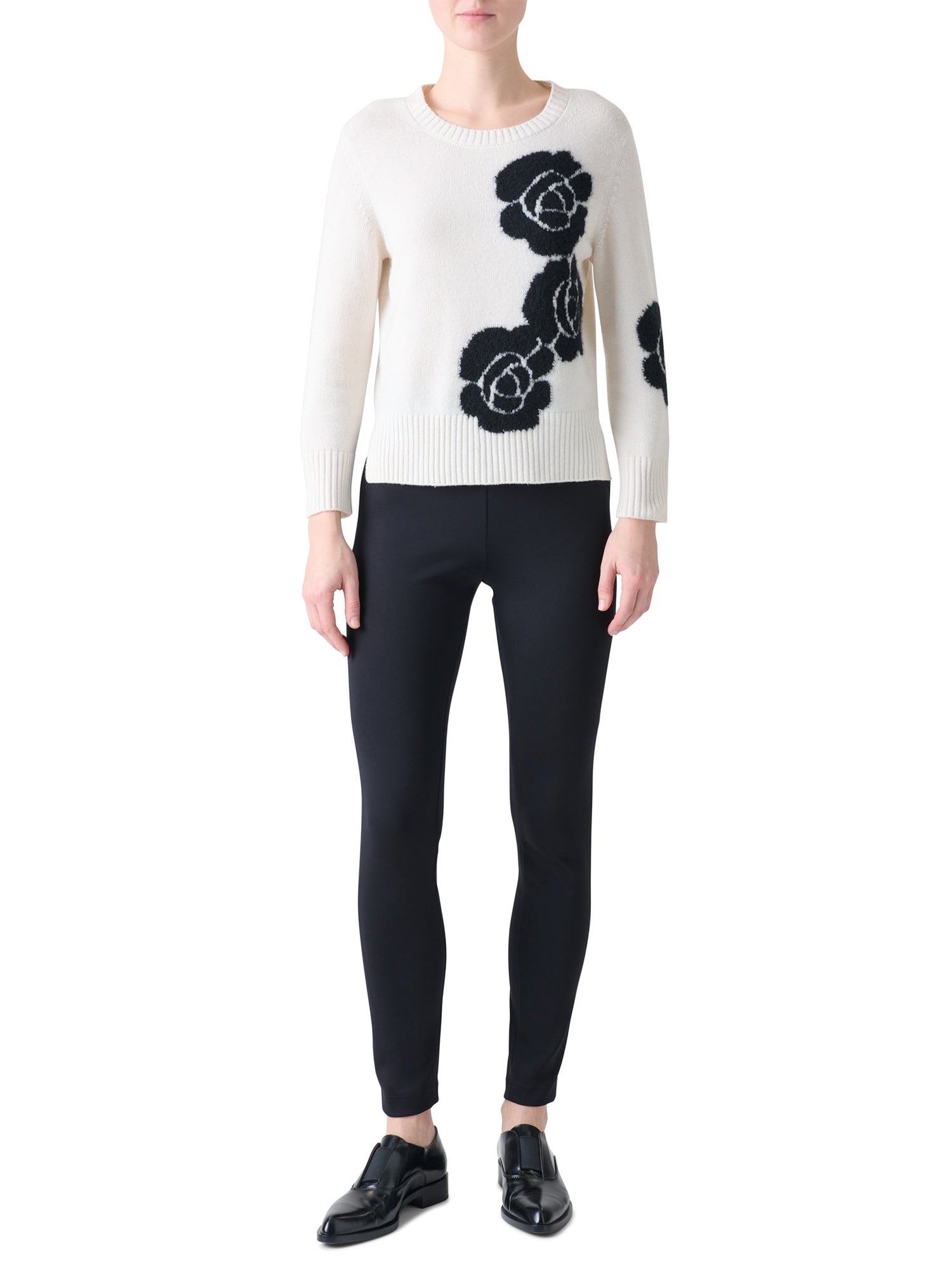 Cashmere Sweater with Anemone Intarsia