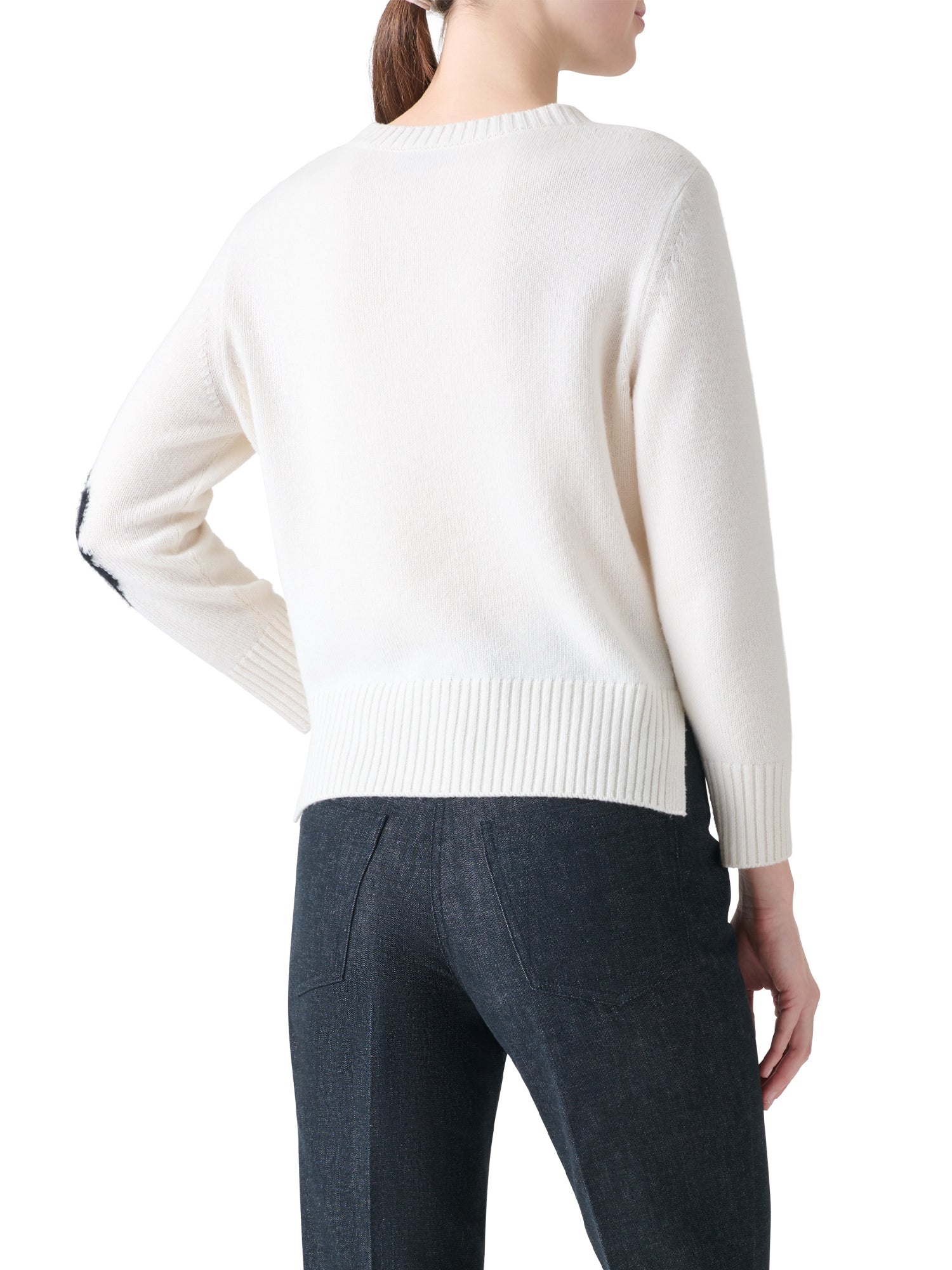 Cashmere Sweater with Anemone Intarsia