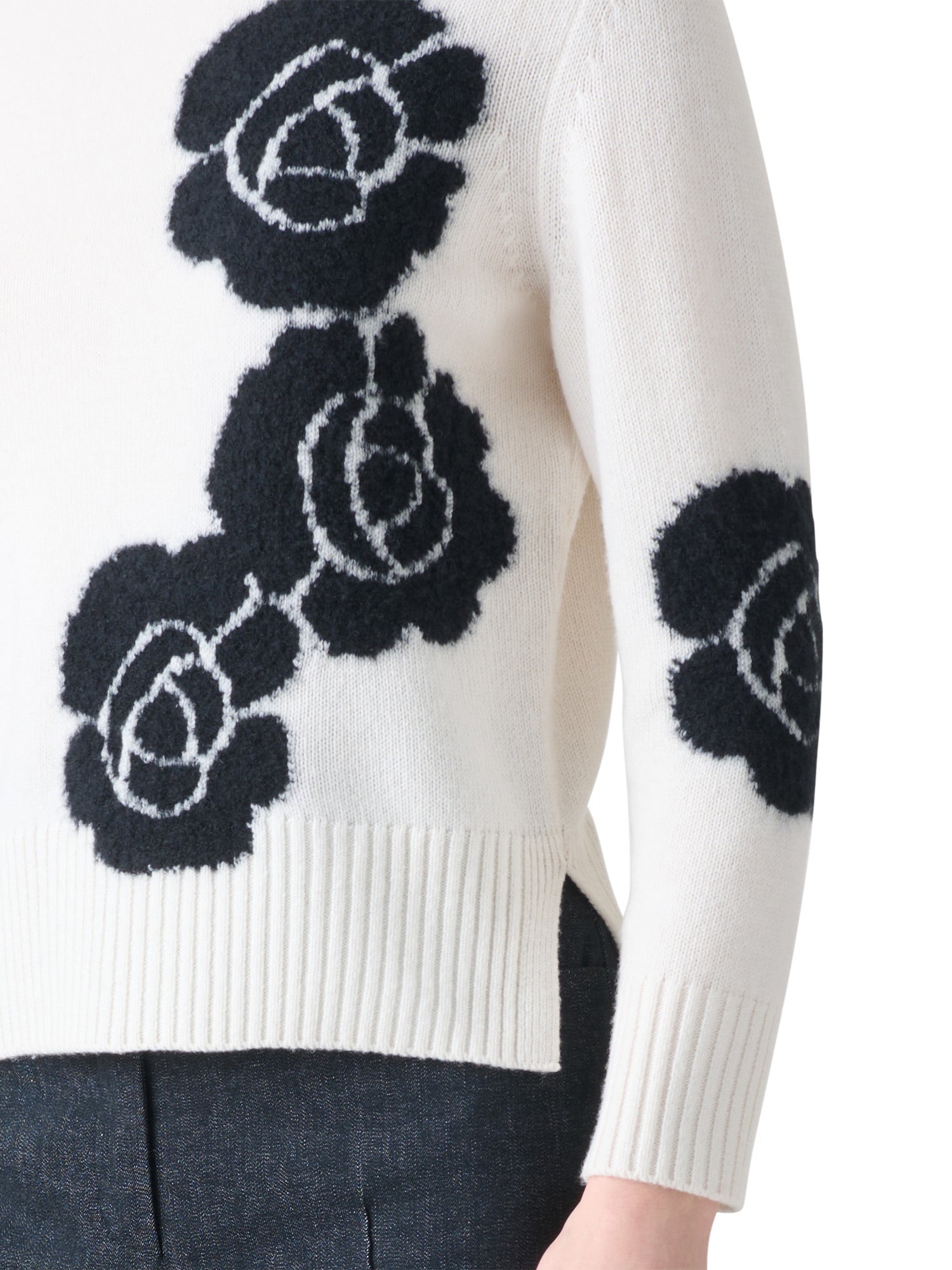 Cashmere Sweater with Anemone Intarsia
