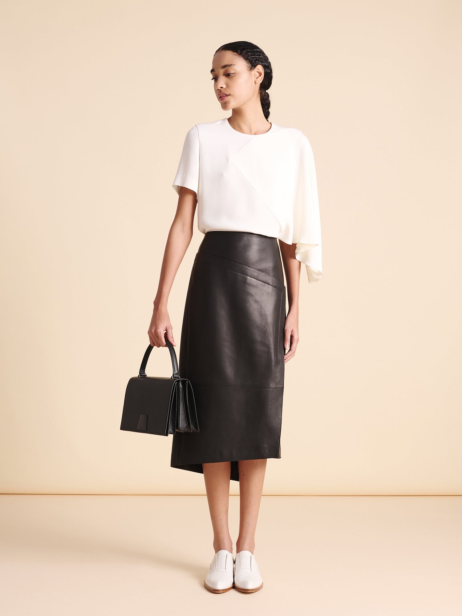 Silk Crêpe Cape Sleeve Blouse