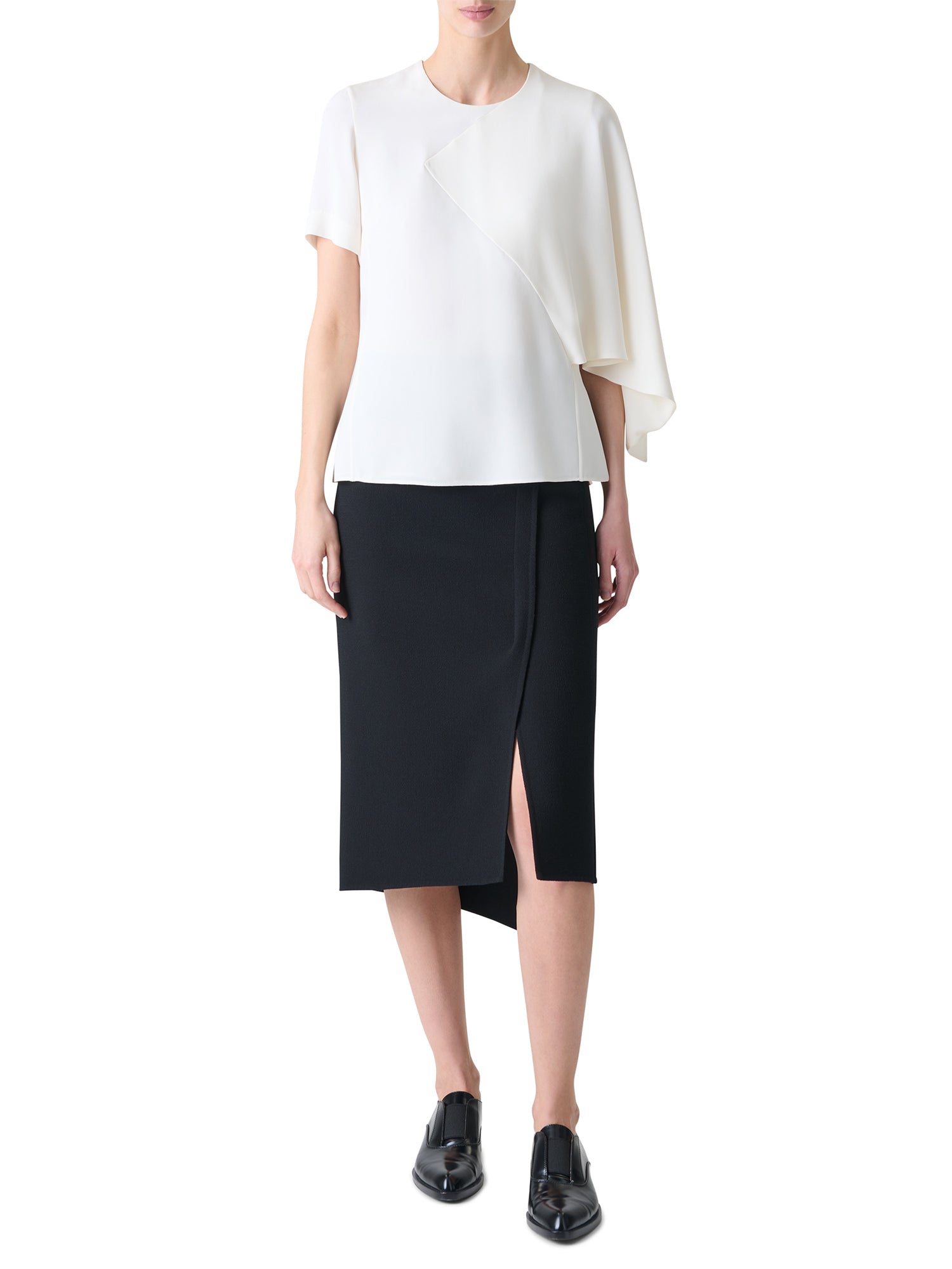 Silk Crêpe Cape Sleeve Blouse