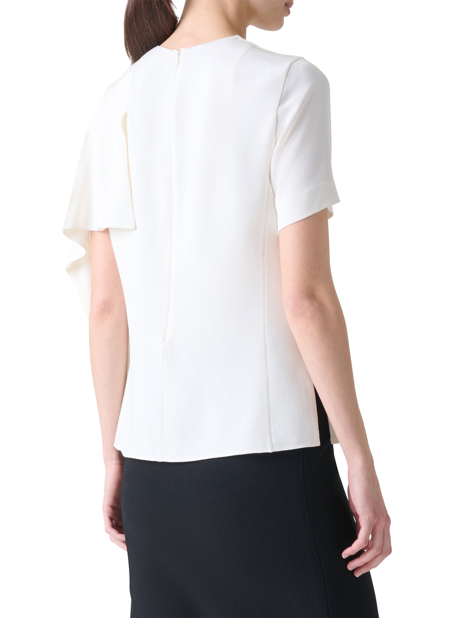 Silk Crêpe Cape Sleeve Blouse