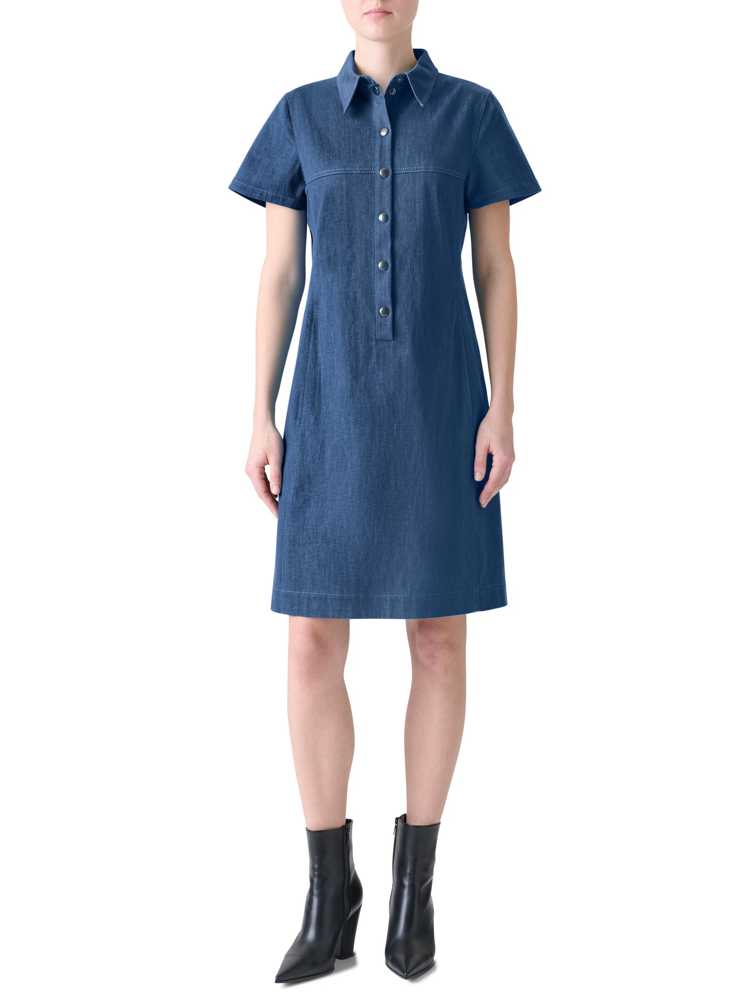 Cotton Denim Polo Dress