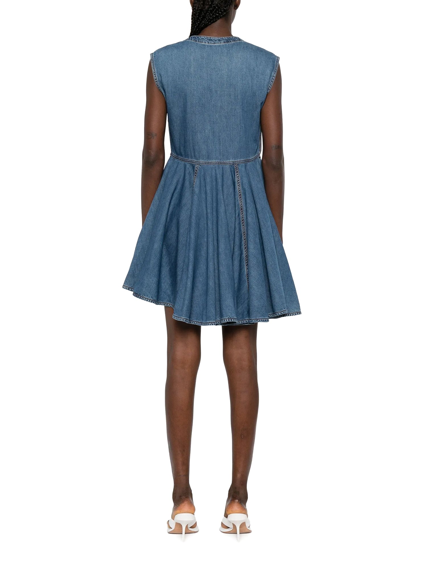 ladies sleeveless denim dress Alaïa-Wrap Denim Dress-Dresses