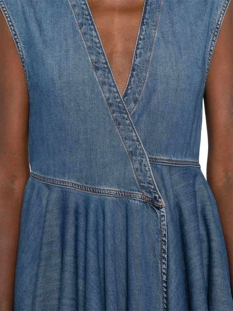 Alaïa-Wrap Denim Dress-Dresses