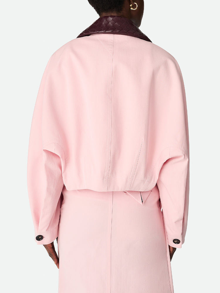 Bottega Veneta | Cotton Twill Jacket with Intrecciato Collar