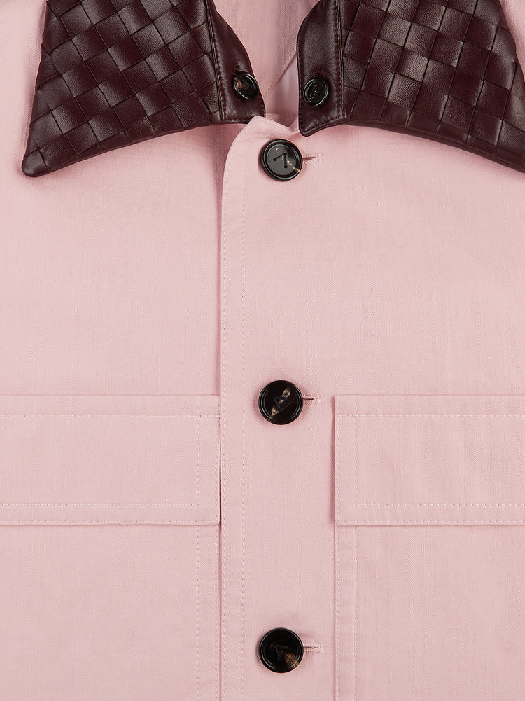 Bottega Veneta | Cotton Twill Jacket with Intrecciato Collar