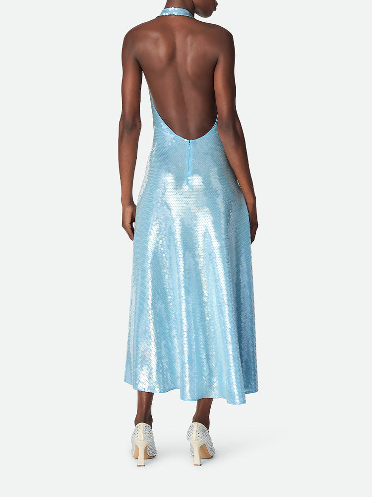 ワンピース BOTTEGA VENETA Light Blue Viscose Blend Dress Bottega Veneta | Sequin Halter Midi Dress – Kirna Zabête