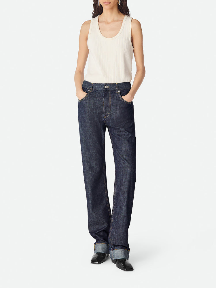 パンツ Bottega Veneta Turned Up Jeans With Straight Leg Bottega Veneta | Indigo Straight Jeans – Kirna Zabête