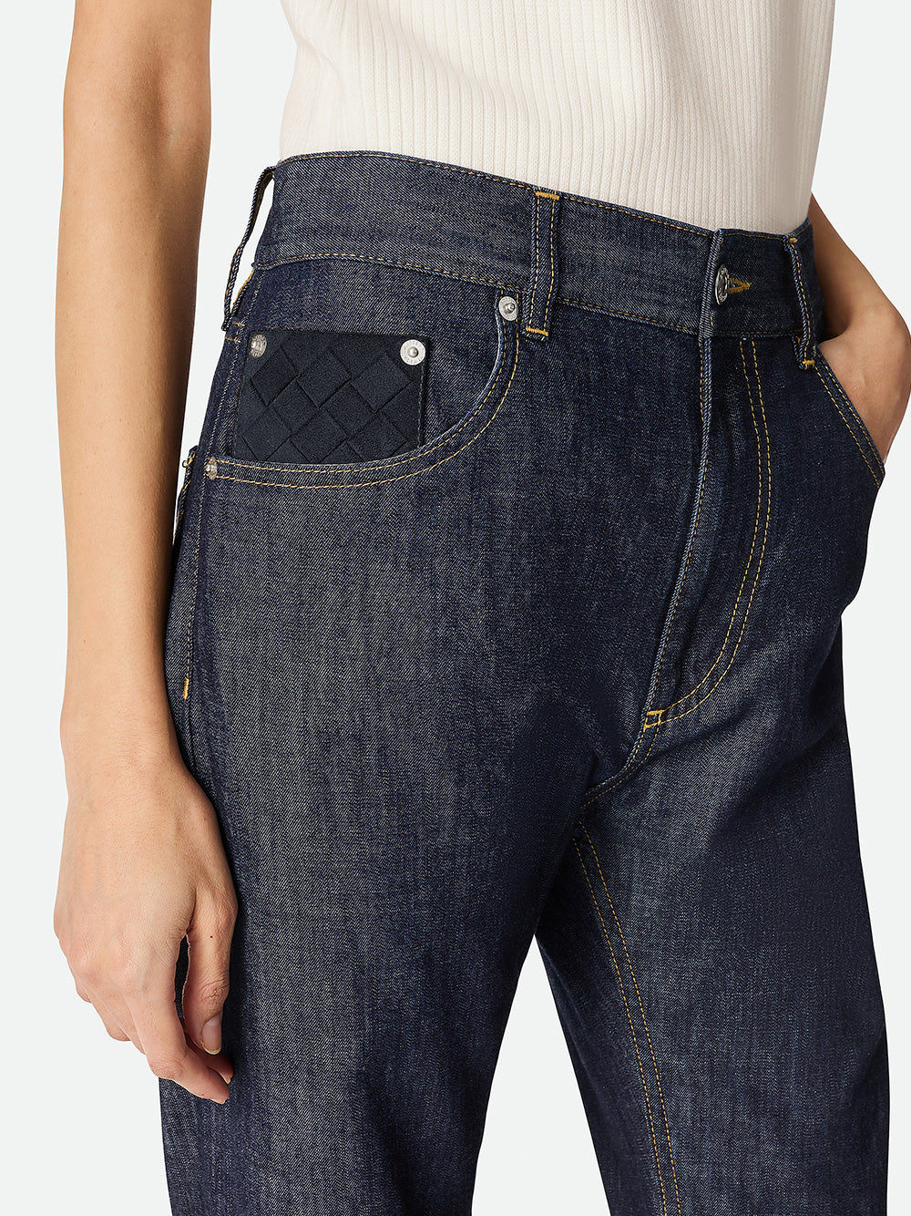 パンツ BOTTEGA VENETA Turned up jeans straight leg Indigo Bottega Veneta | Indigo Straight Jeans – Kirna Zabête