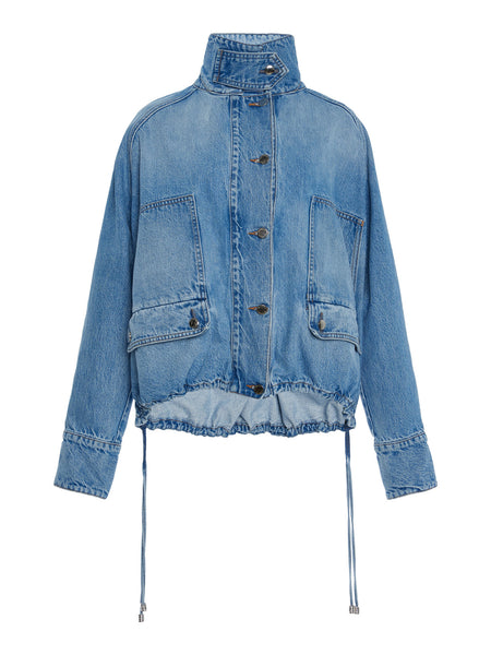 【BAON】Rat Round Collar Denim Jacket Brandon Maxwell | Harper Denim Balloon Jacket – Kirna Zabête