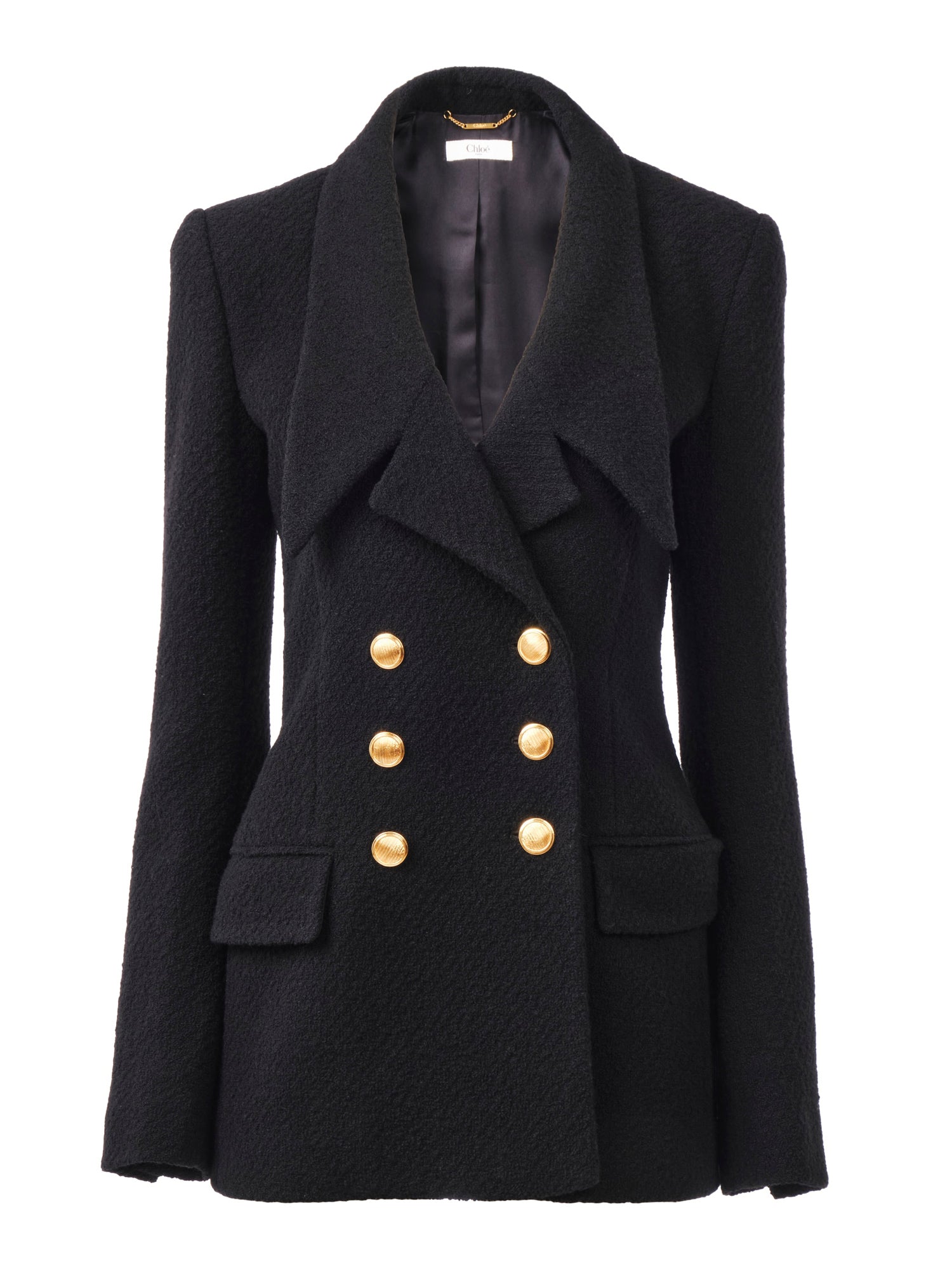 Wool Bouclette Double-Breasted Tailored Jacket