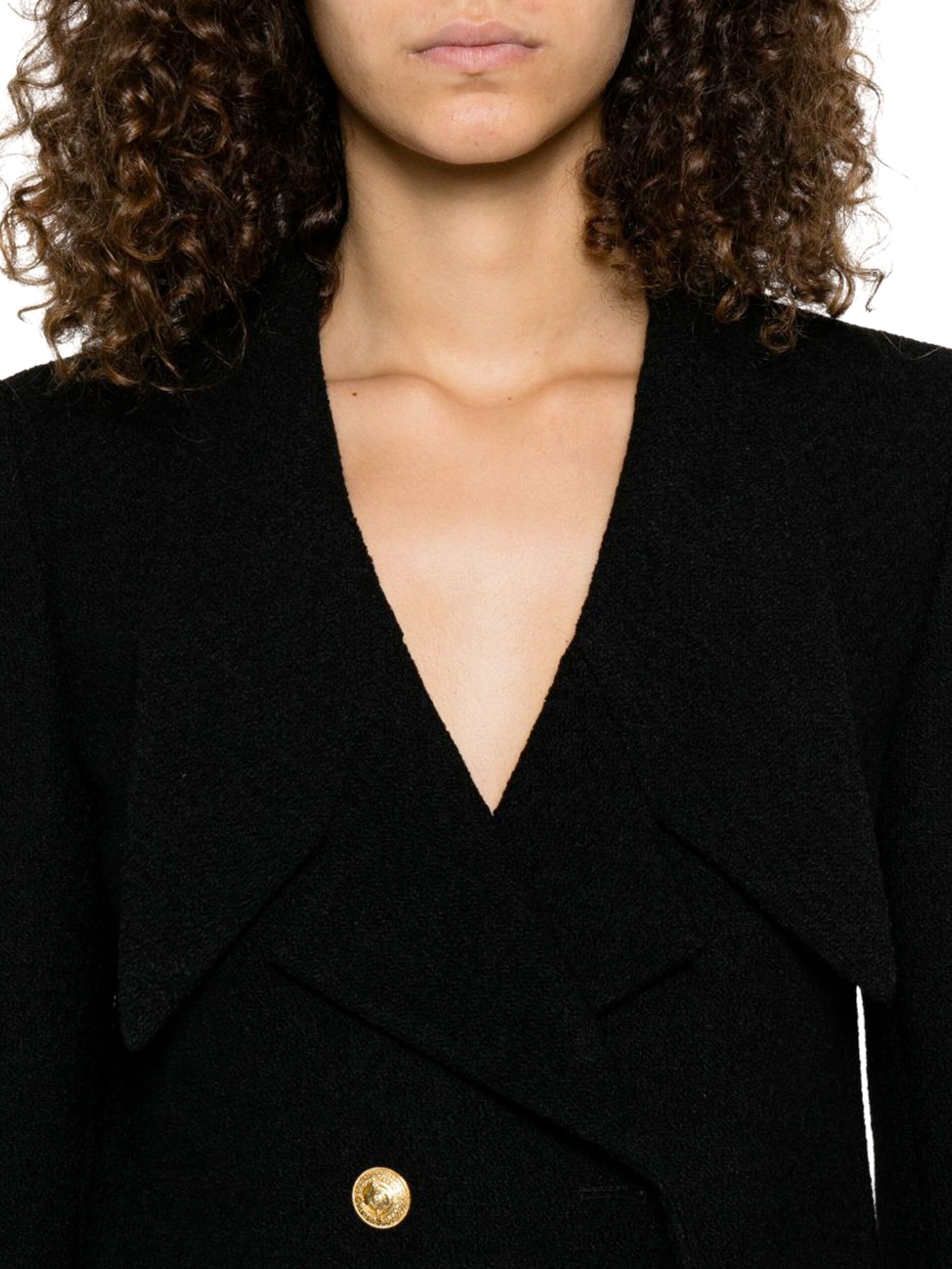 Wool Bouclette Double-Breasted Tailored Jacket