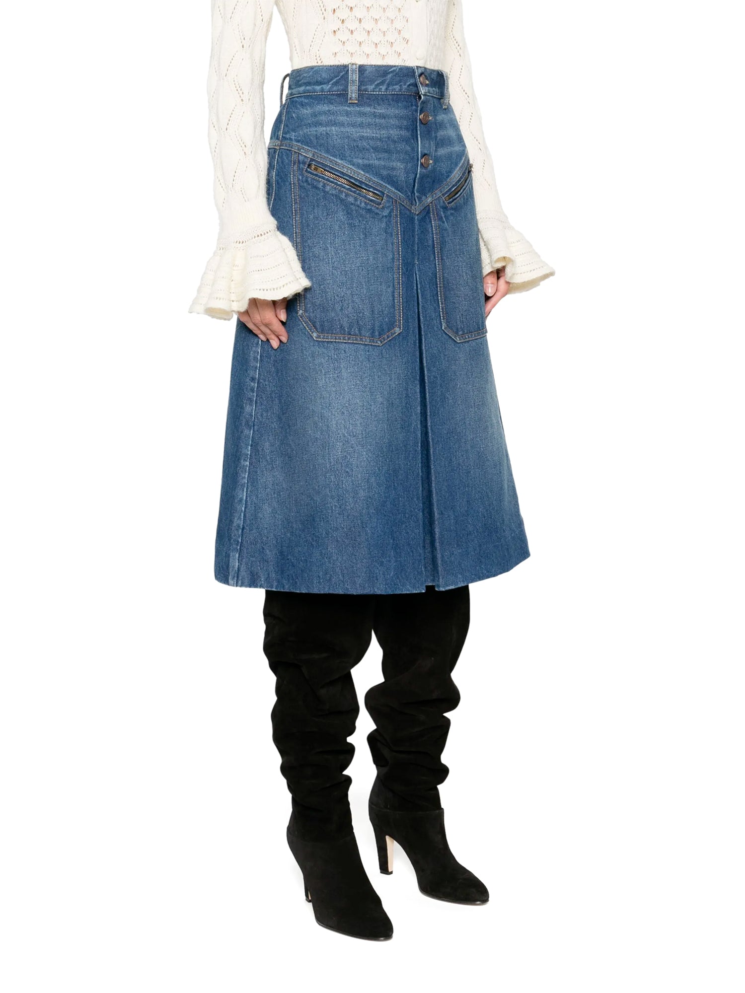 Knee-Length Denim Skirt