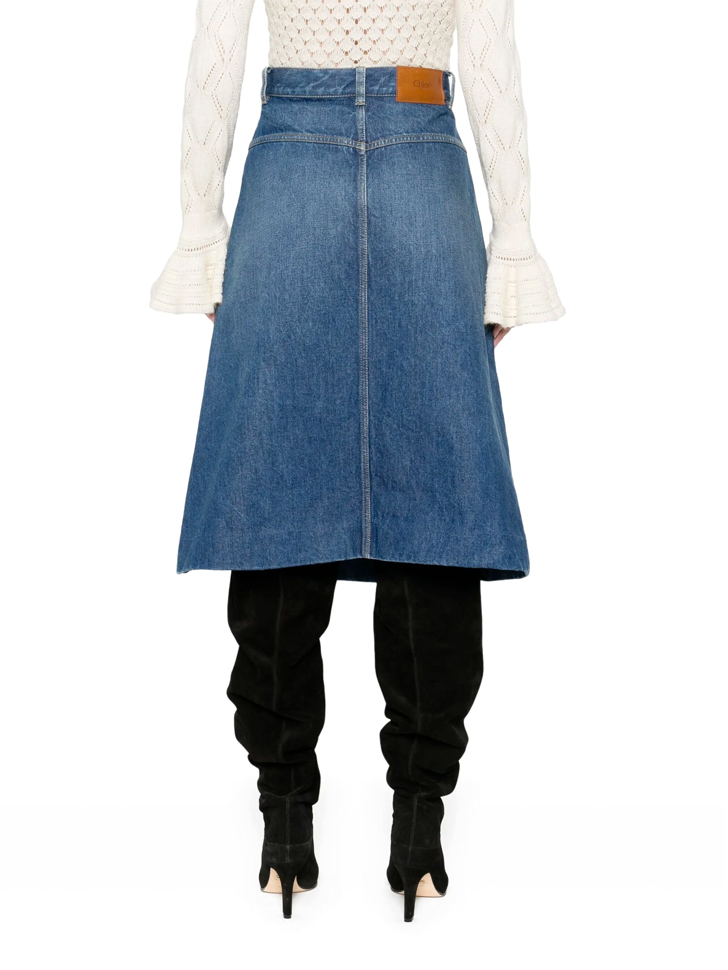 Knee-Length Denim Skirt