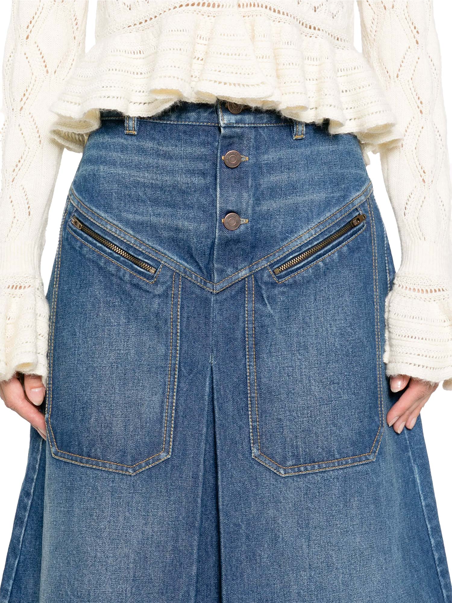 Knee-Length Denim Skirt