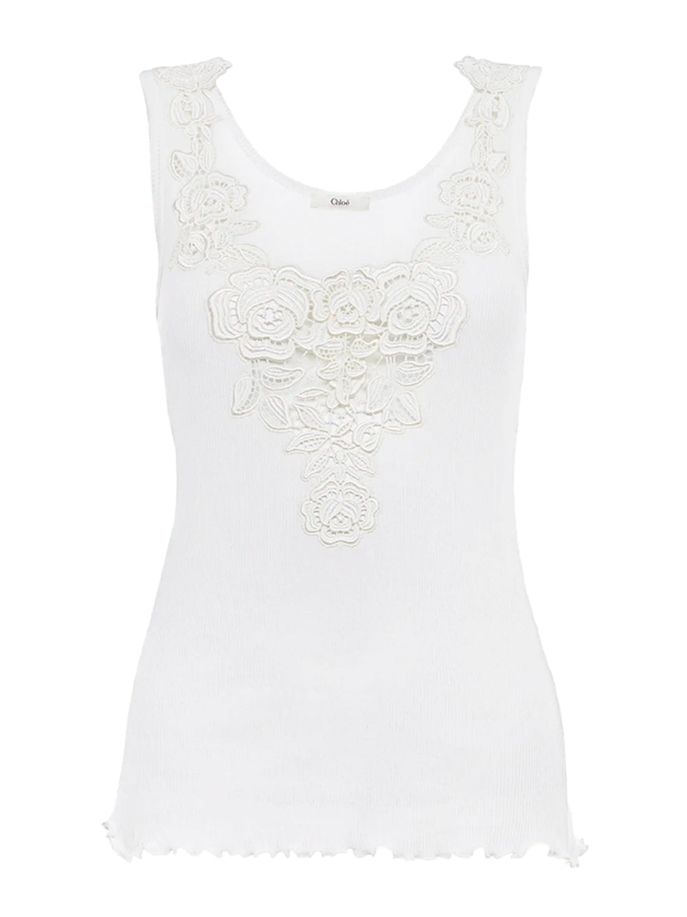 Cotton Jersey and Guipure Fitted Tank