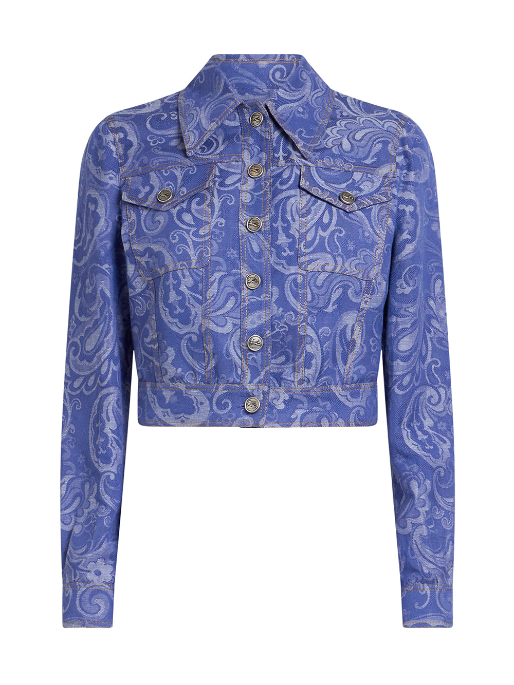 Cropped Printed Denim Jacket