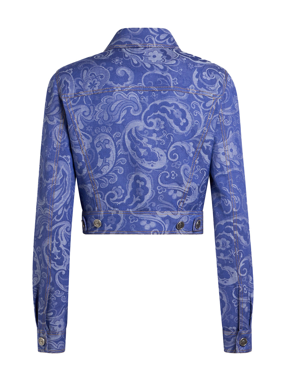 Cropped Printed Denim Jacket