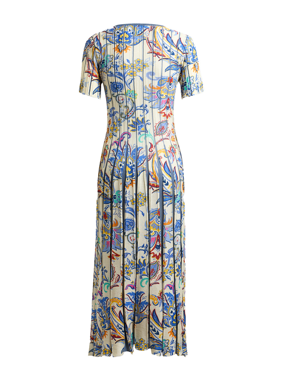 Paisley Pleated Knit Midi Dress