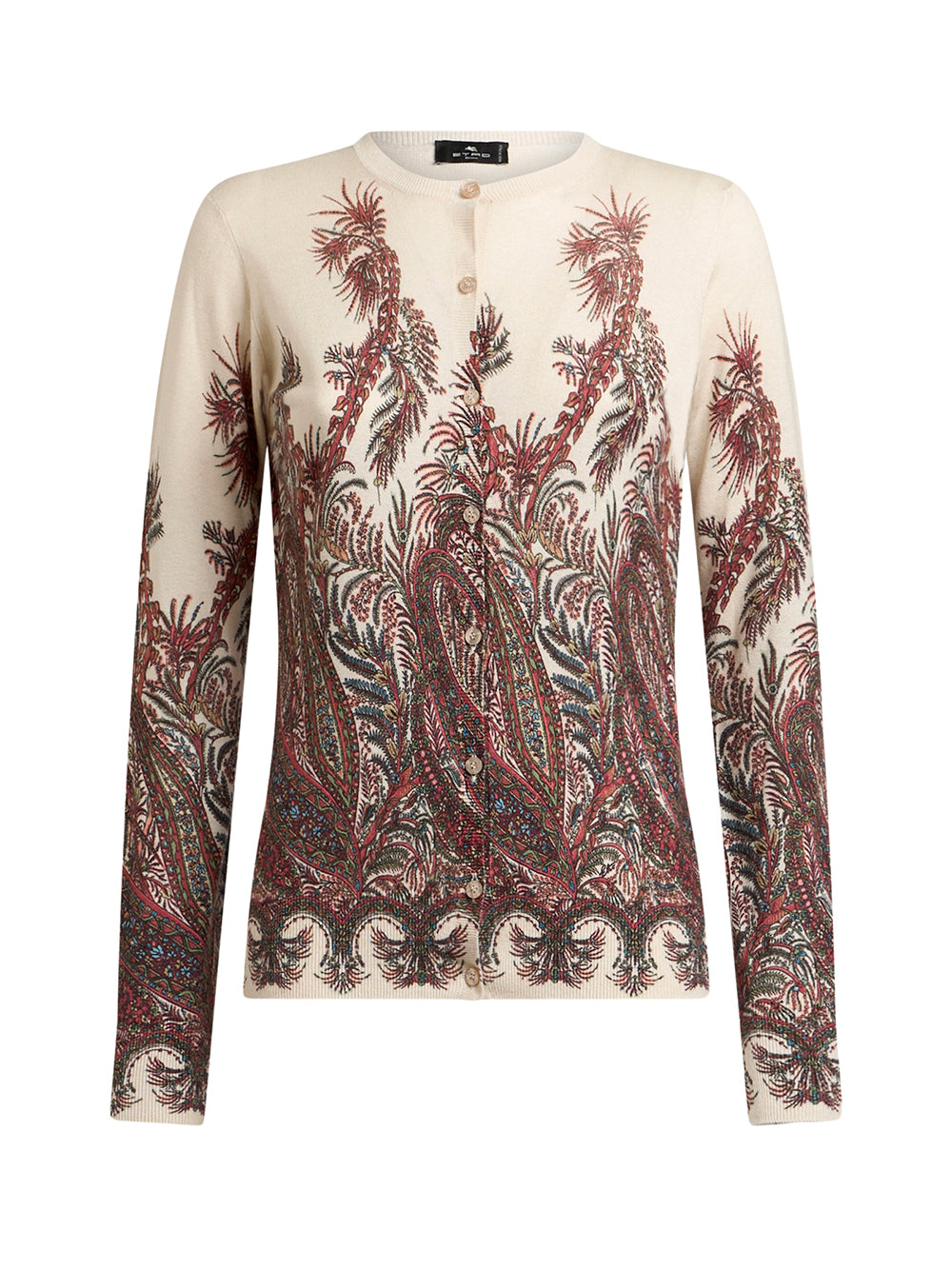 Cashmere-Silk Printed Cardigan