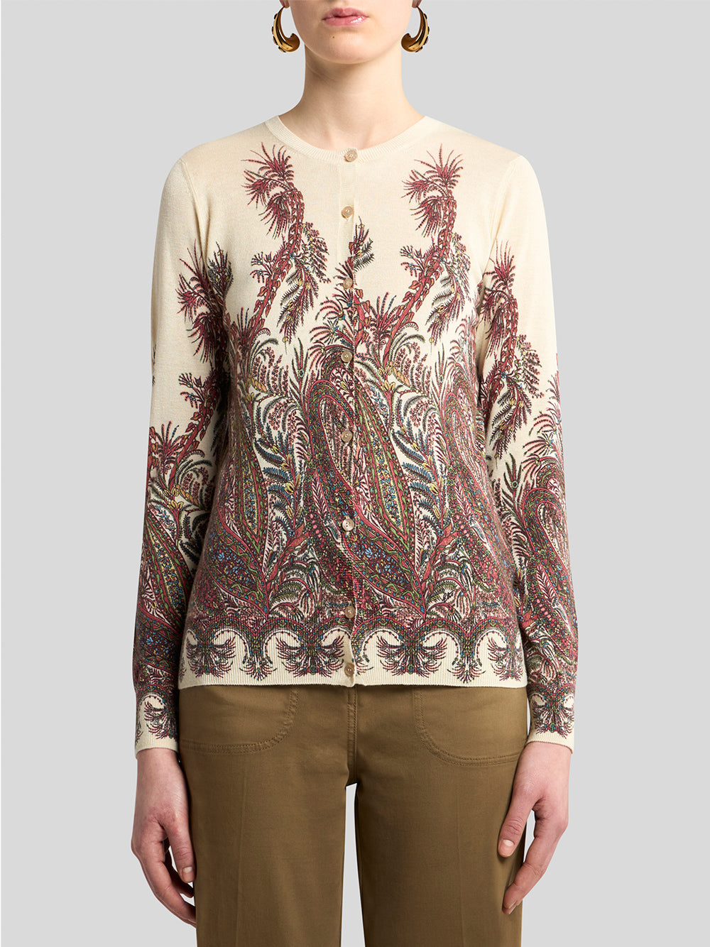 Cashmere-Silk Printed Cardigan