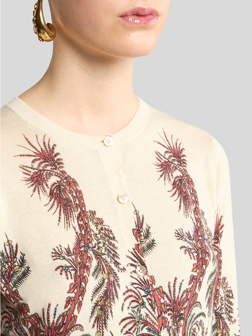 Cashmere-Silk Printed Cardigan