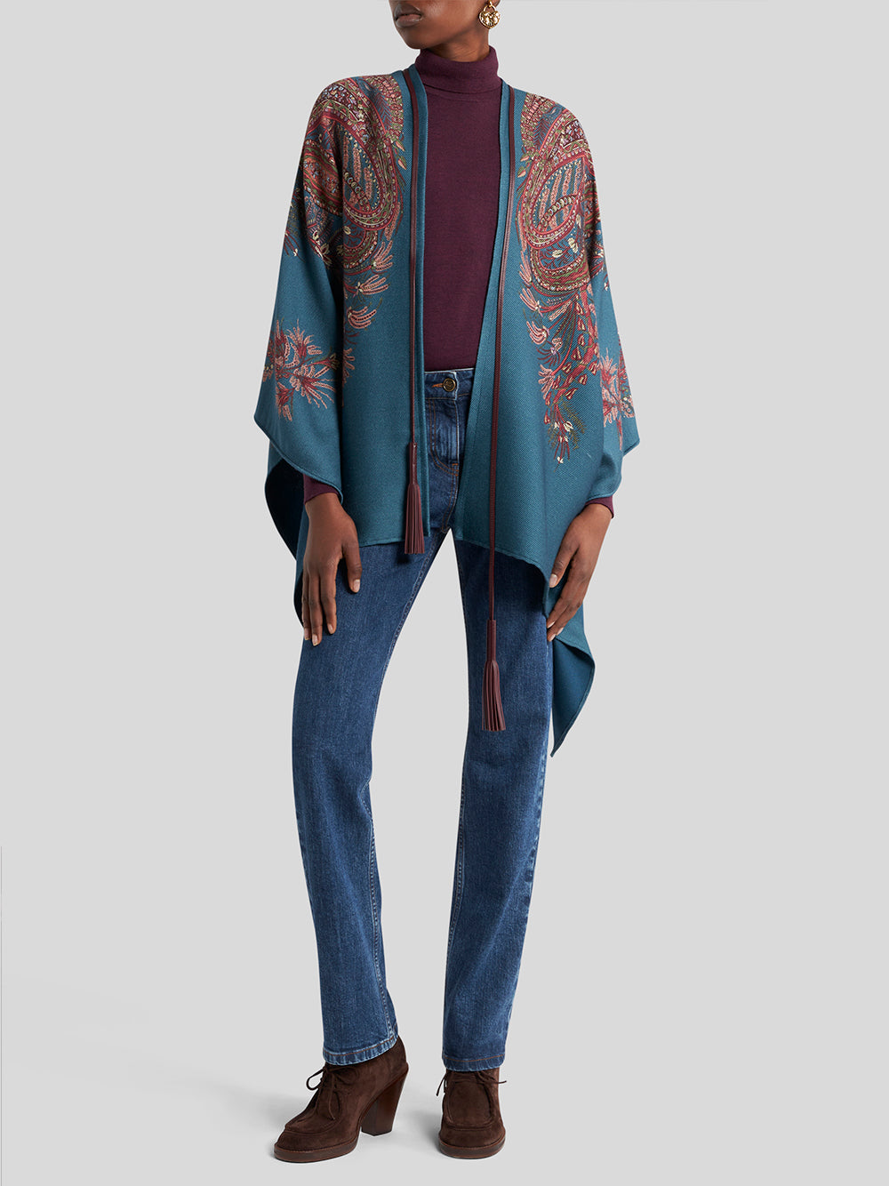 Paisley Printed Wool Cape