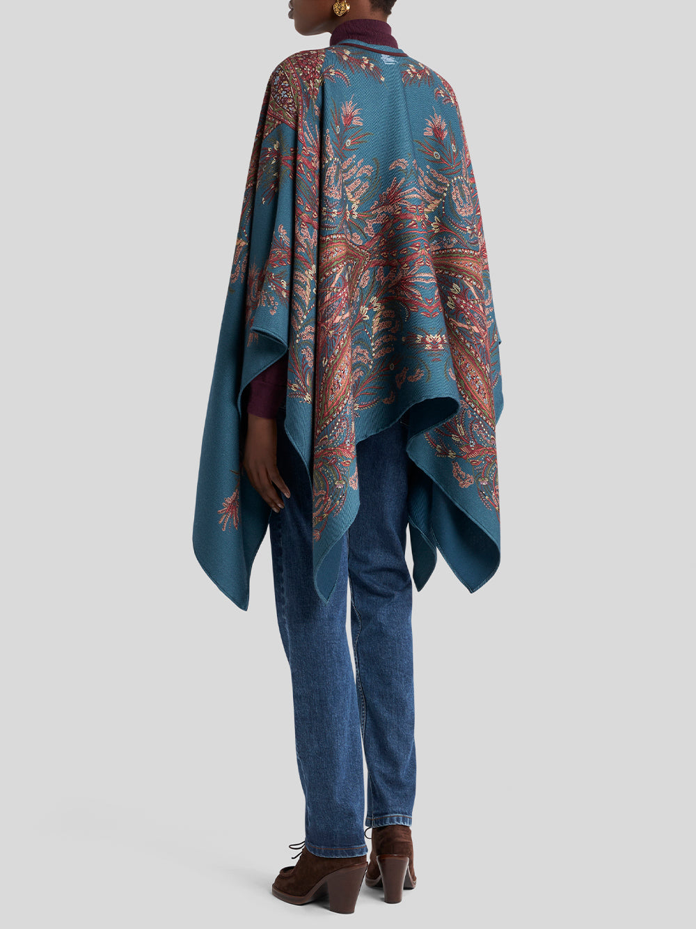 Paisley Printed Wool Cape