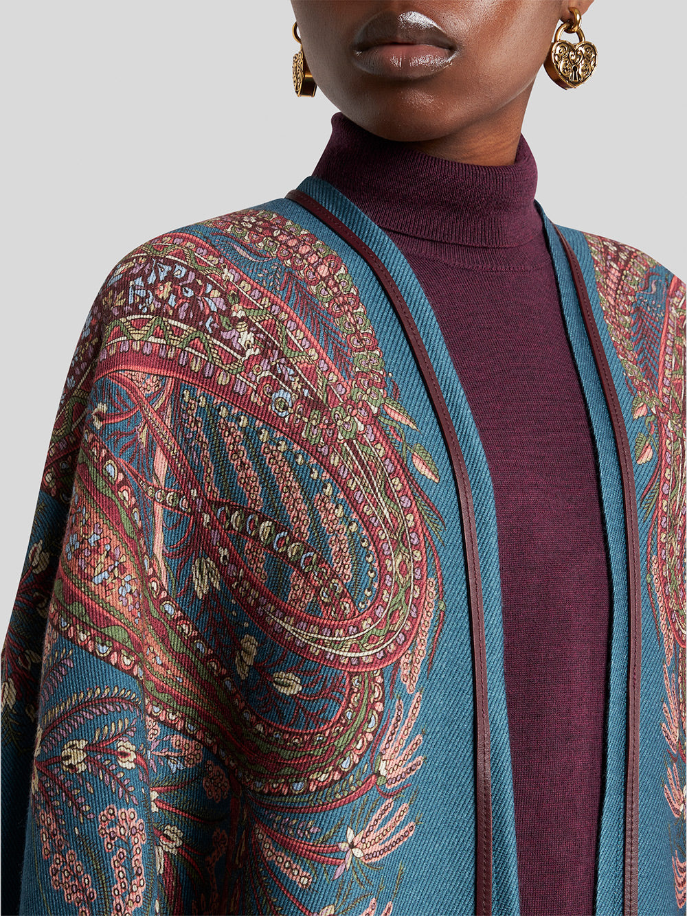Paisley Printed Wool Cape