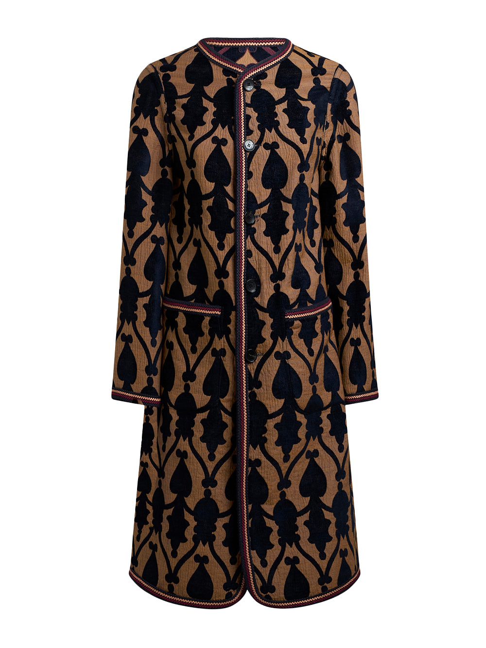 Cotton-Blend Printed Long Coat