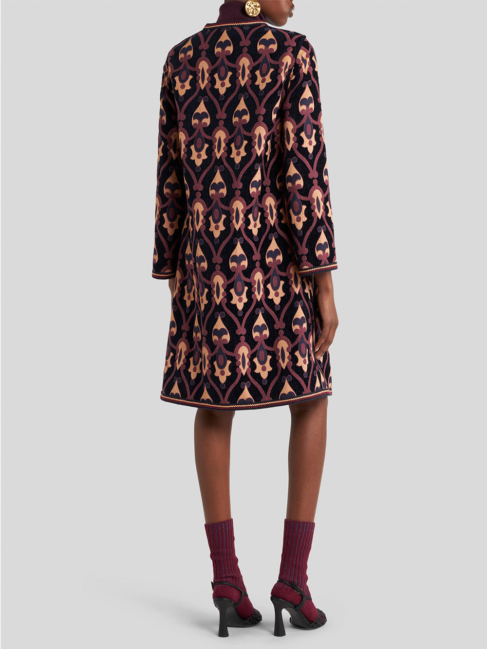 Cotton-Blend Printed Long Coat