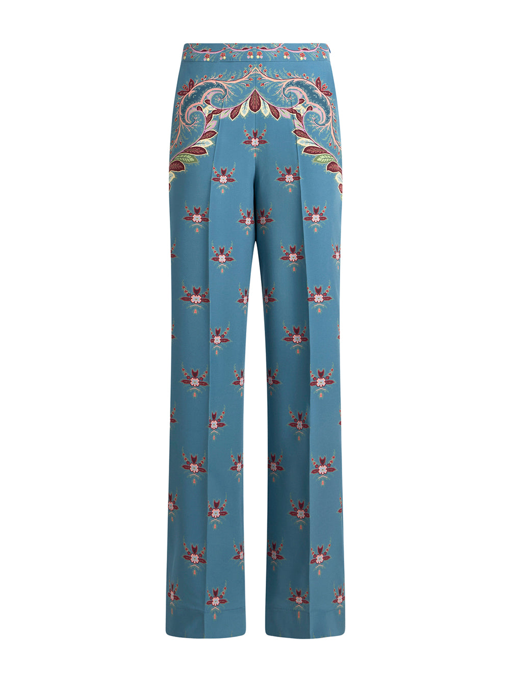Floral Silk Flared Pants