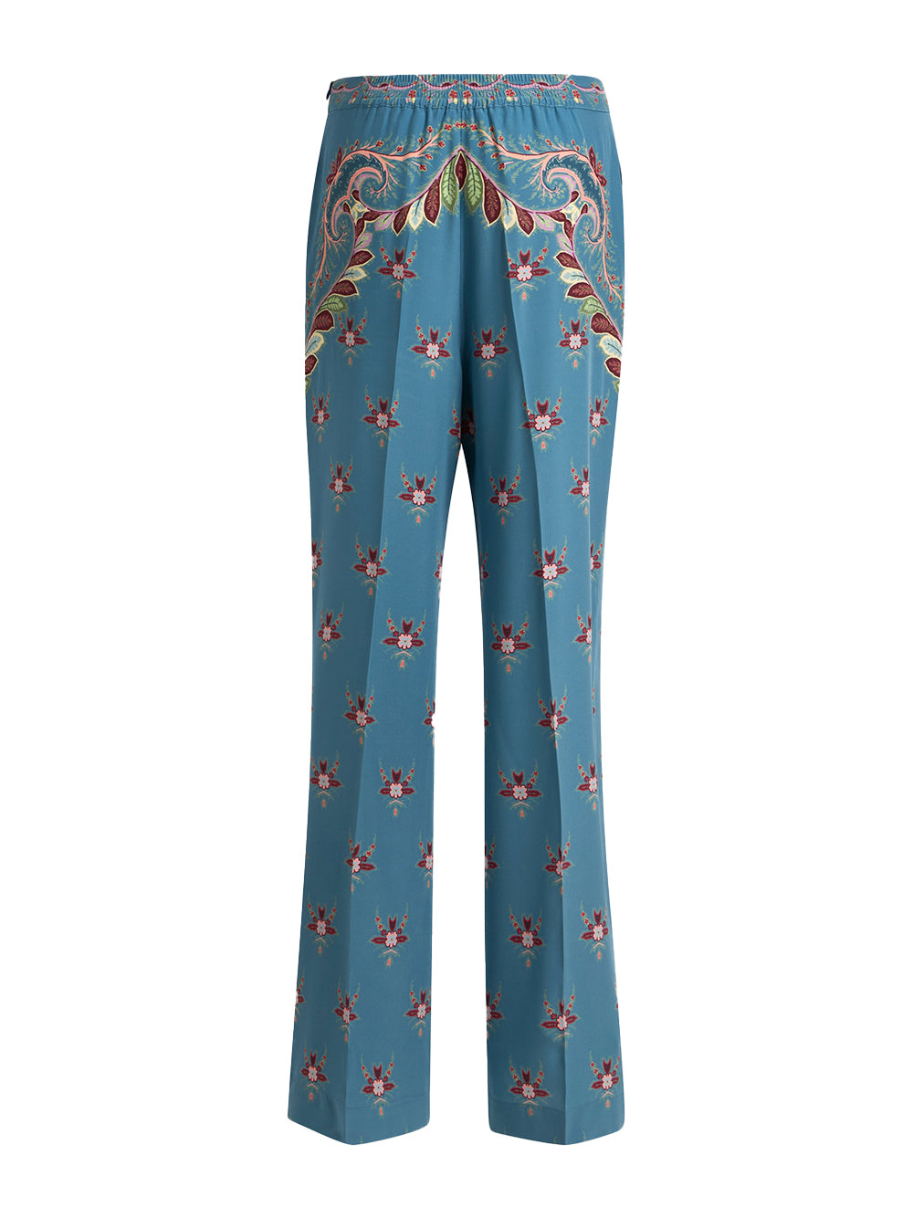 Floral Silk Flared Pants