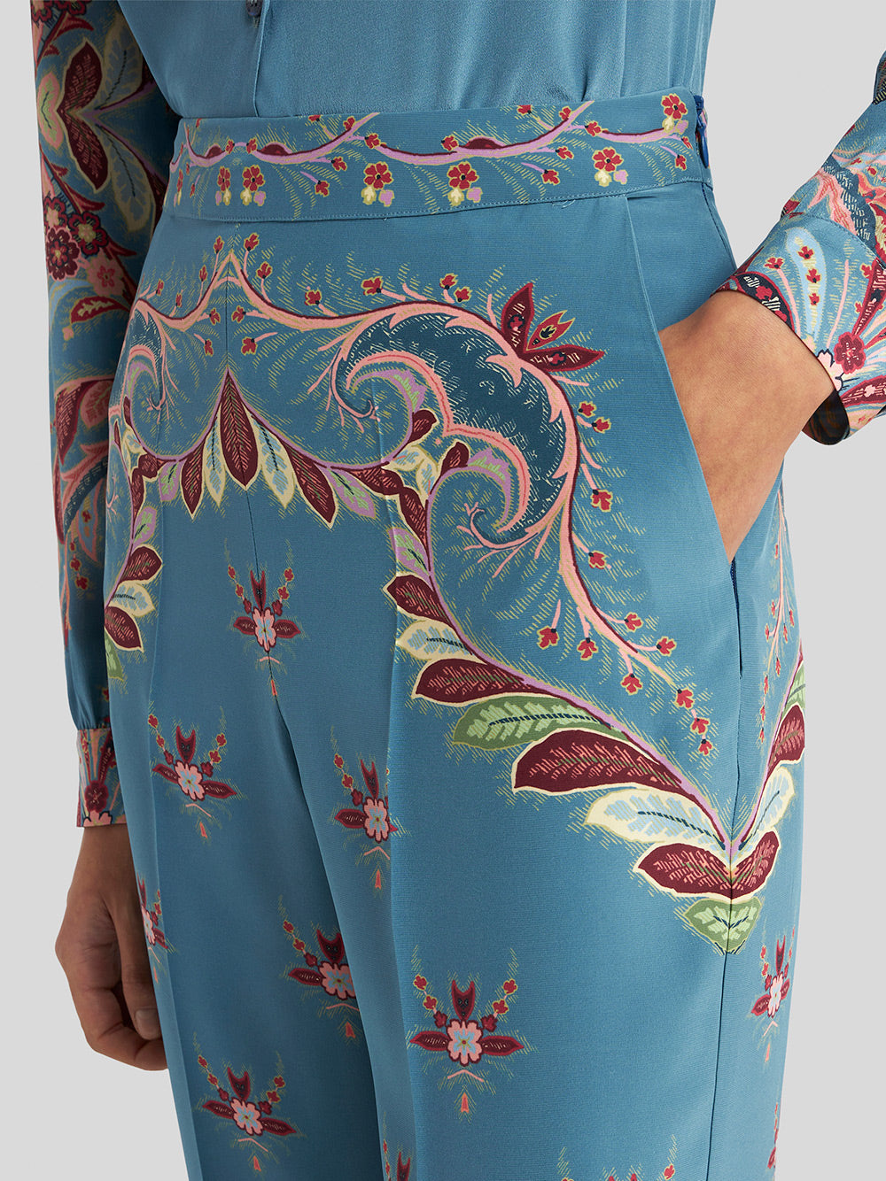 Floral Silk Flared Pants