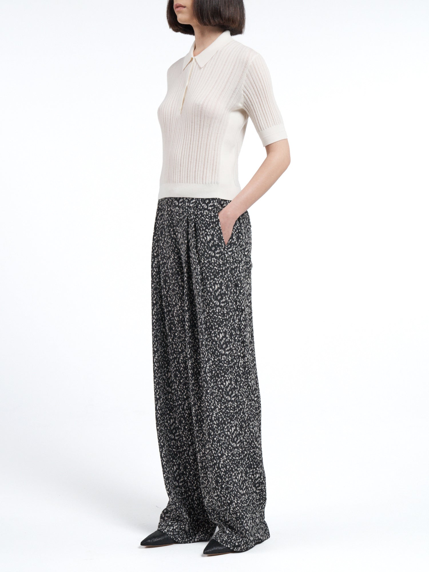 Pointelle Shrunken V Polo