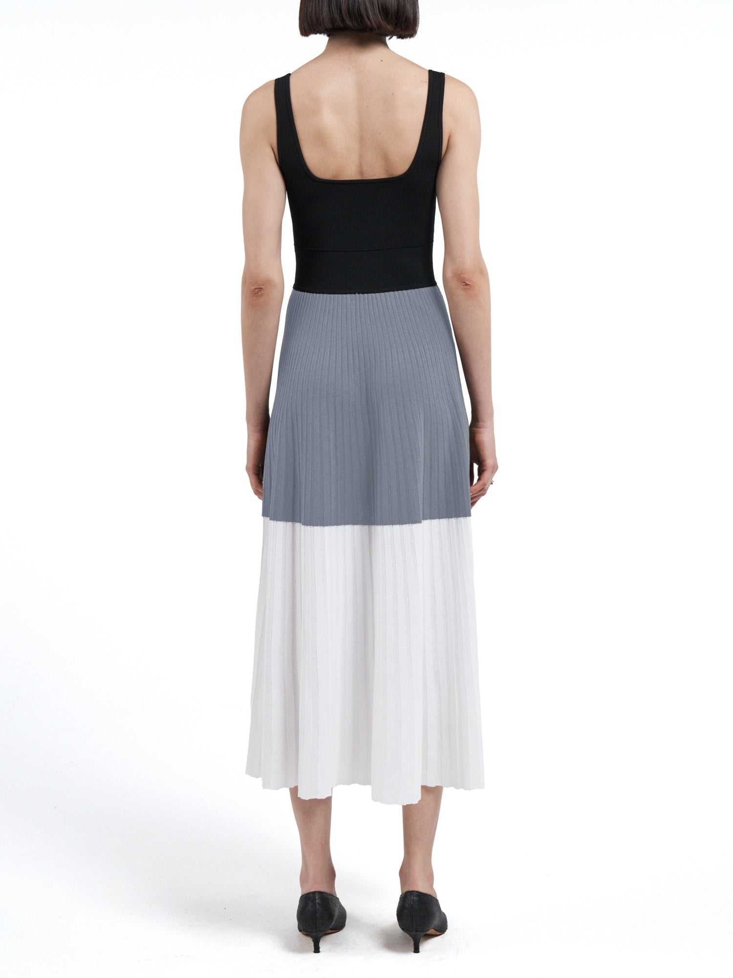 Square-Neck Mesh Midi Dress
