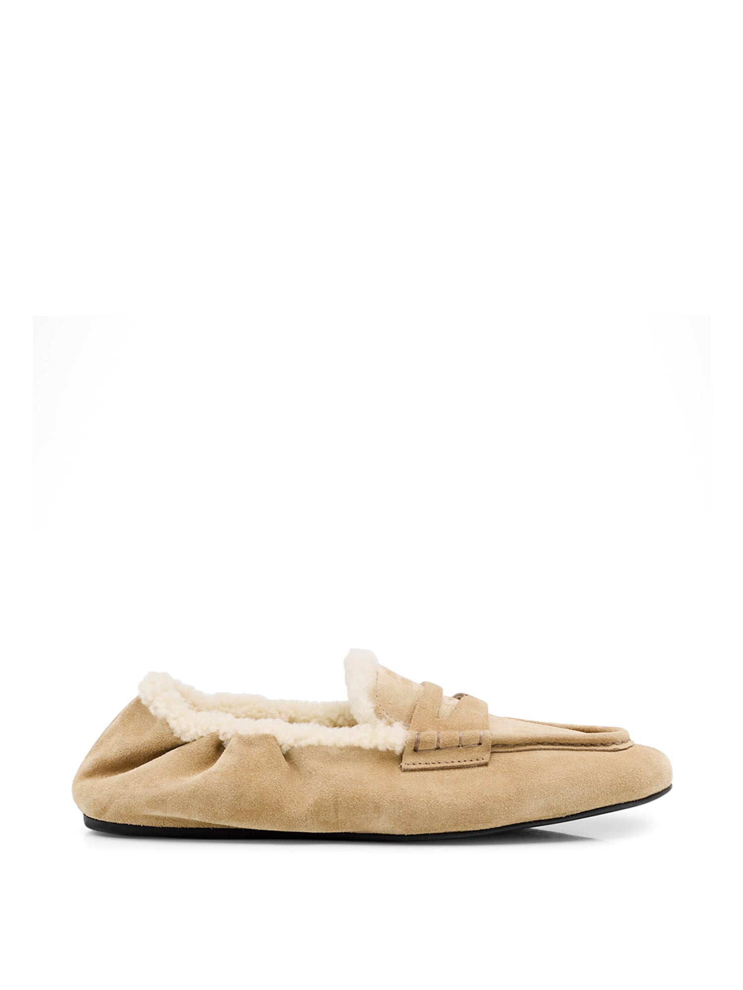 Shearling-Lined Suede Penny Loafers