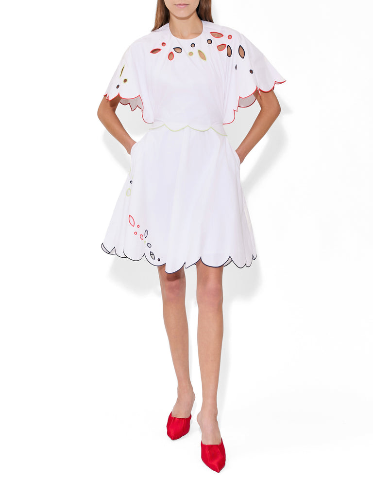 Eyelet Cotton Poplin Scalloped Buttercup Dress