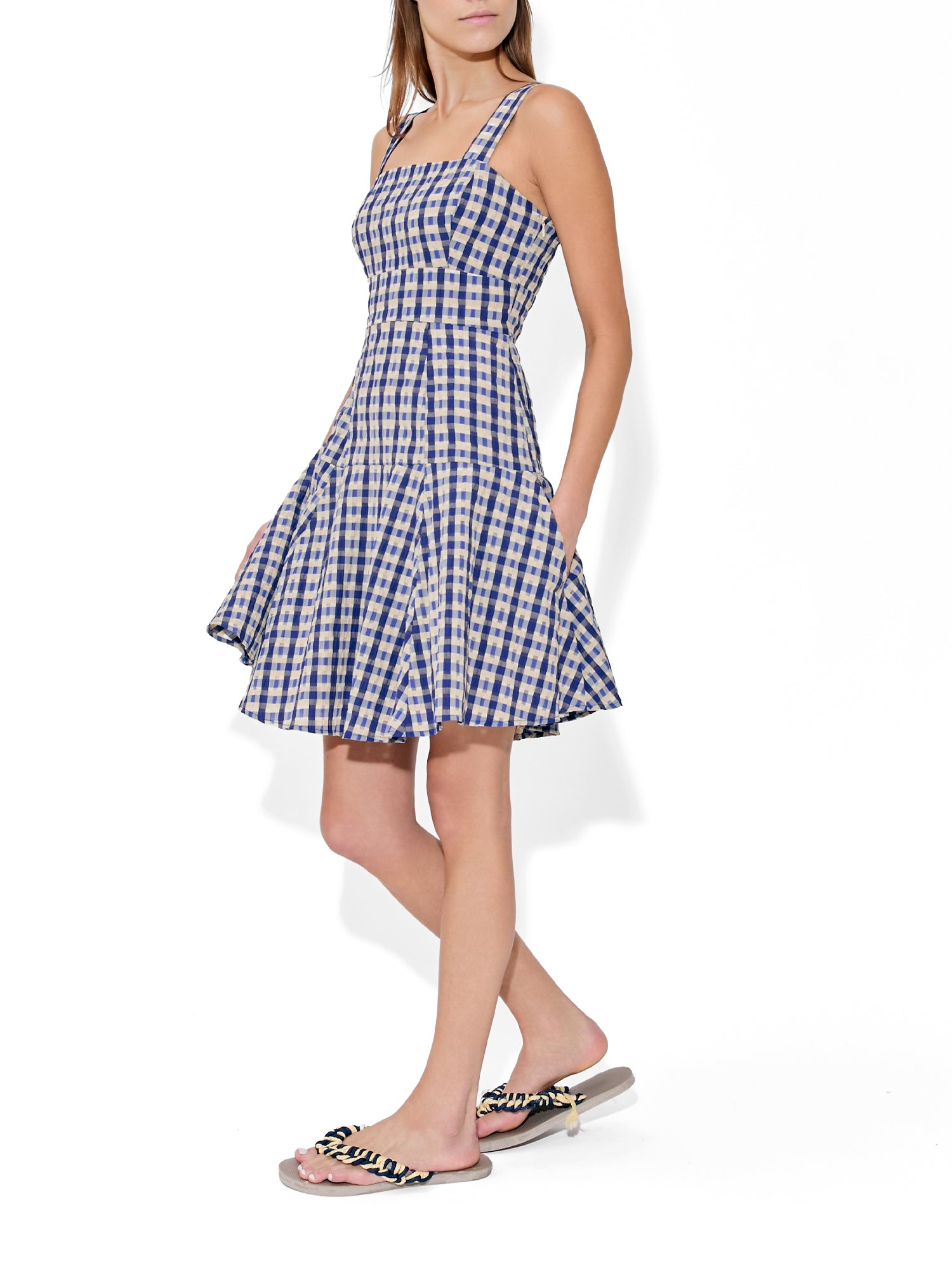 Seersucker Check Skater Dress