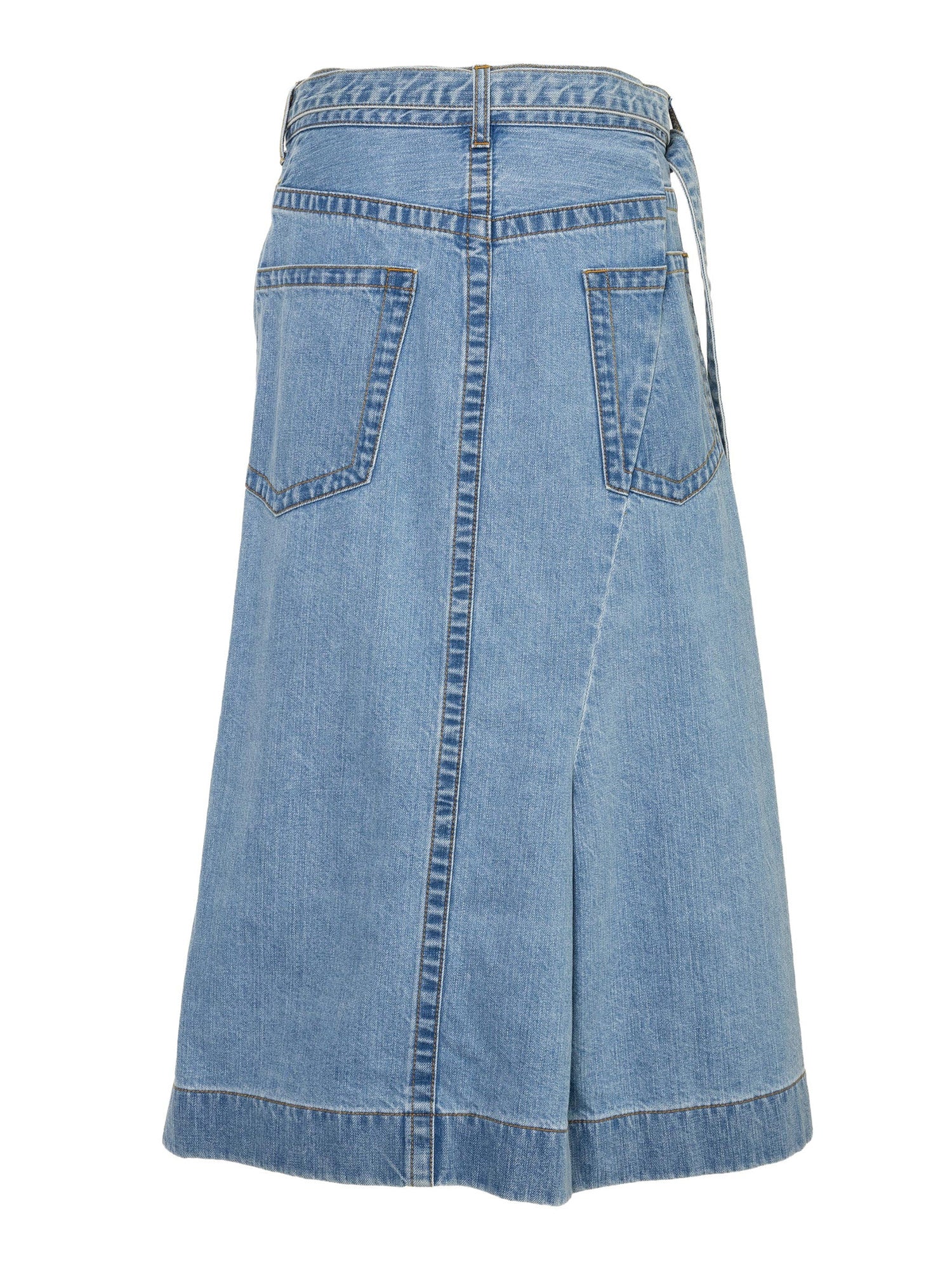 Asymmetric Denim Midi Skirt