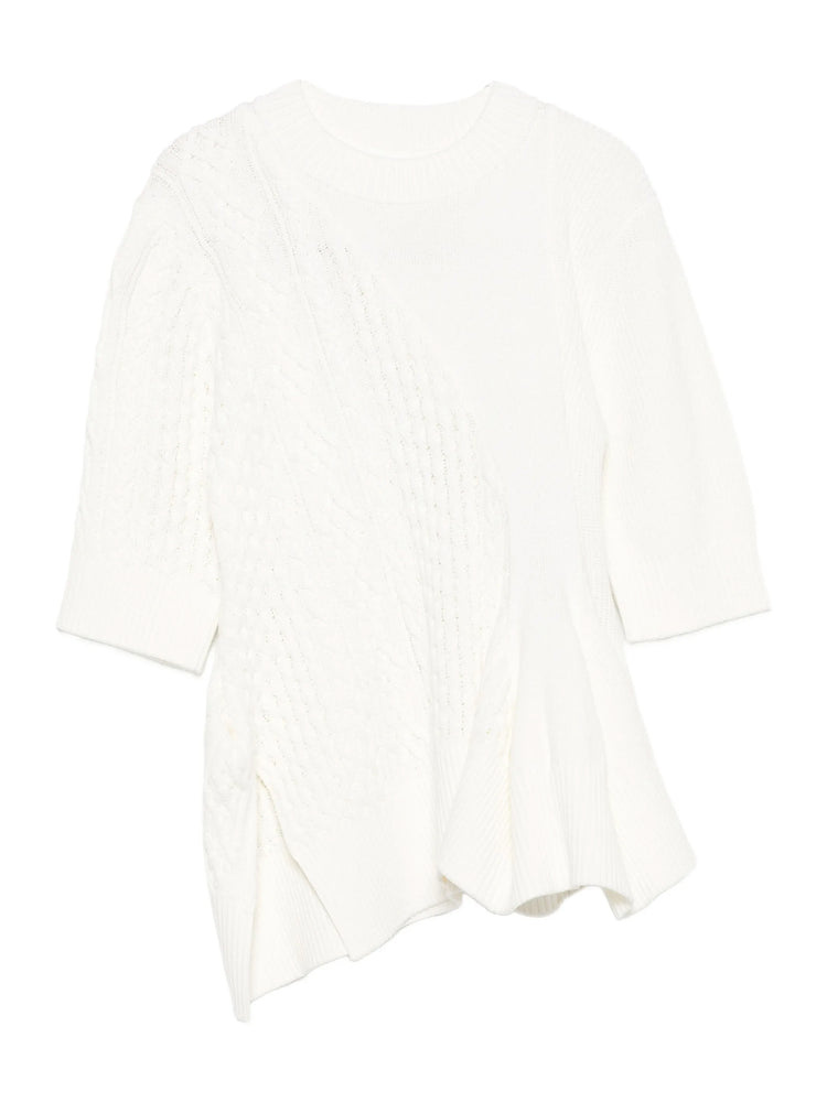 トップス sacai Wool Knit Pullover size 1 SACAI Shell-trimmed embroidered jacquard-knit wool sweater