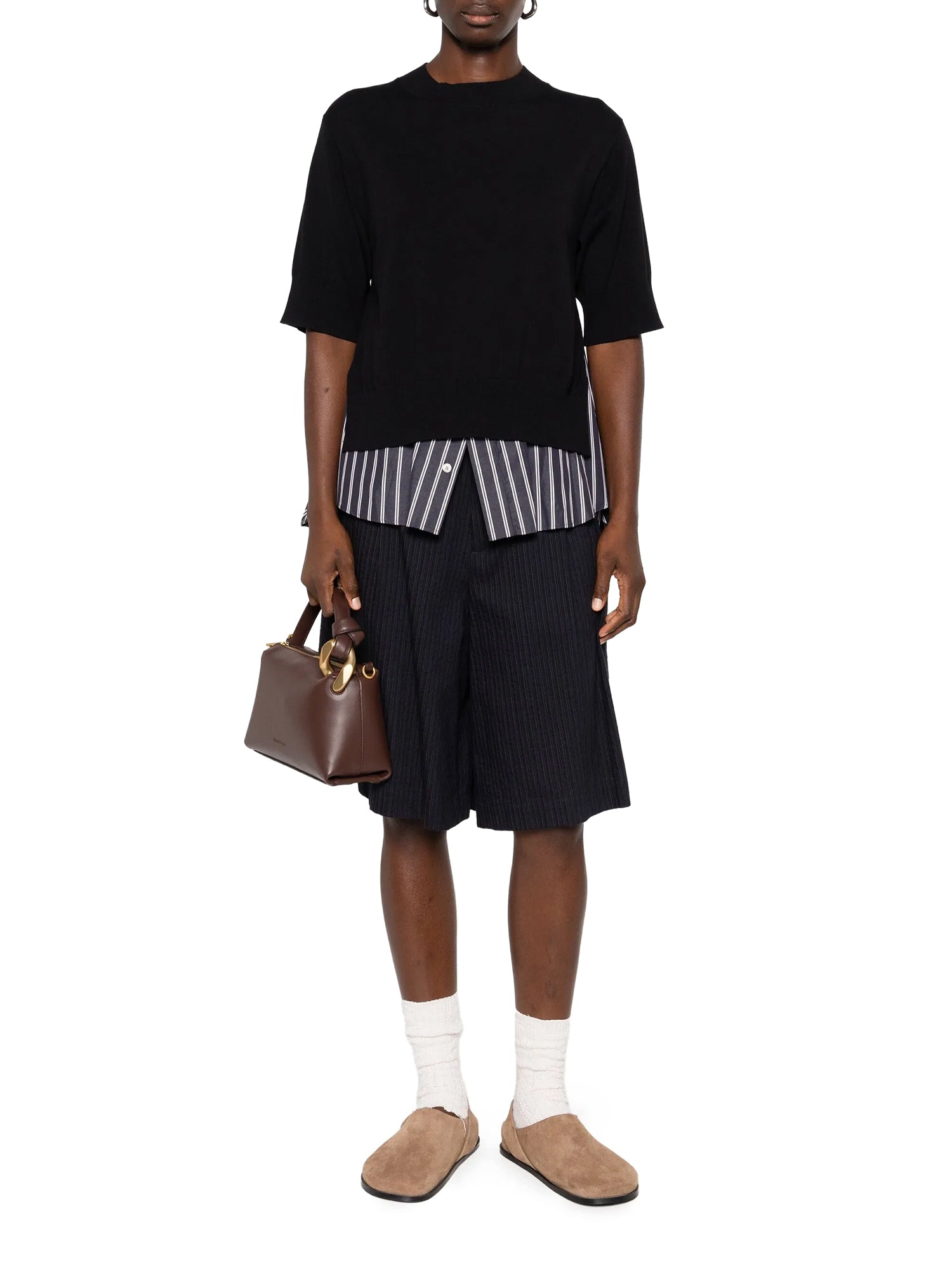 Cotton Poplin and Knit Top